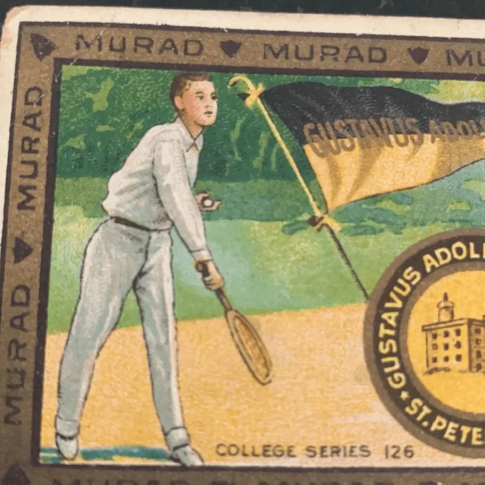 Rare 1910 Gustavus Adolphus Murad College Trading Card - Tennis Motif